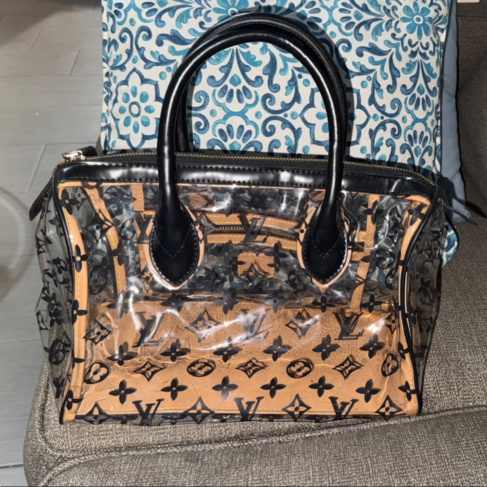 Transparent Designer Tote Bag with Black Accents